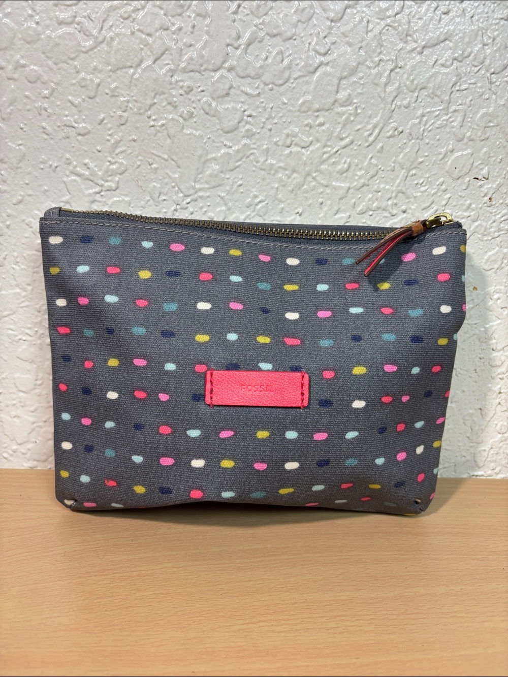 Fossil Multicolor Dot Cosmetic Bag